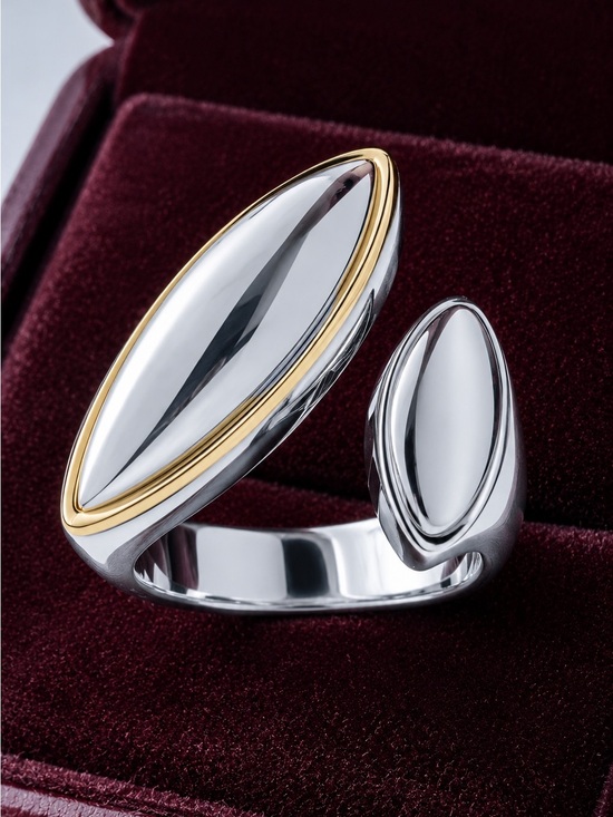 Anthropologie Jewelry - Two-Marquise Open Ring in Silver with Gold Trim